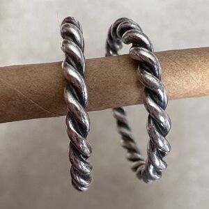 Vintage Pandora Pair of Sterling Silver Twisted Stacking Rings Sz 8